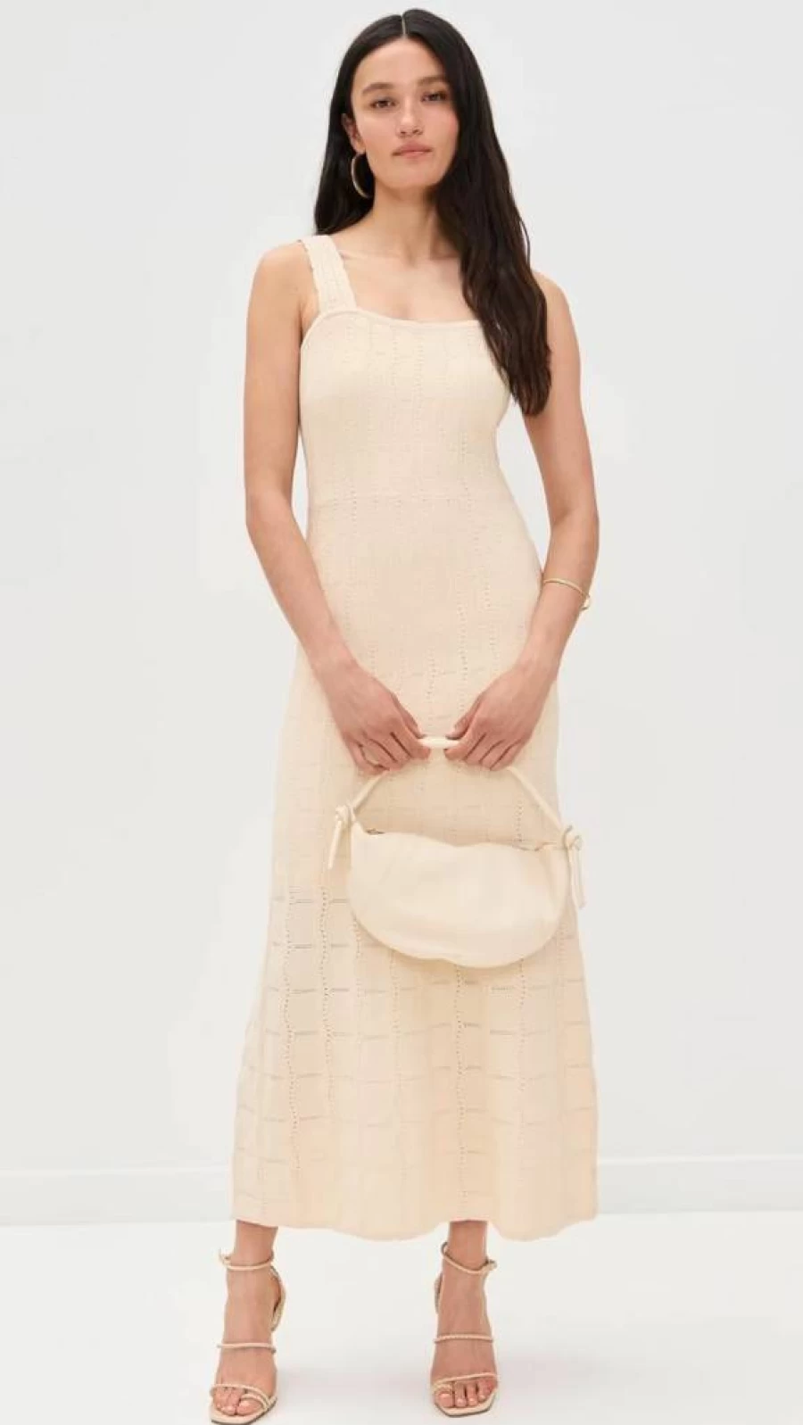 English Factory Women's Elegant Scallop Hem Knit Sleeveless Midi Dress - Summer Beach Casual Style