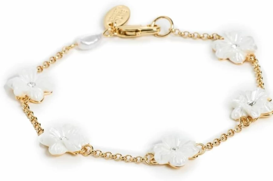 Kenneth Jay Lane Pearl & Crystal Lobster Claw Bracelet for Women - Elegant Vintage Jewelry