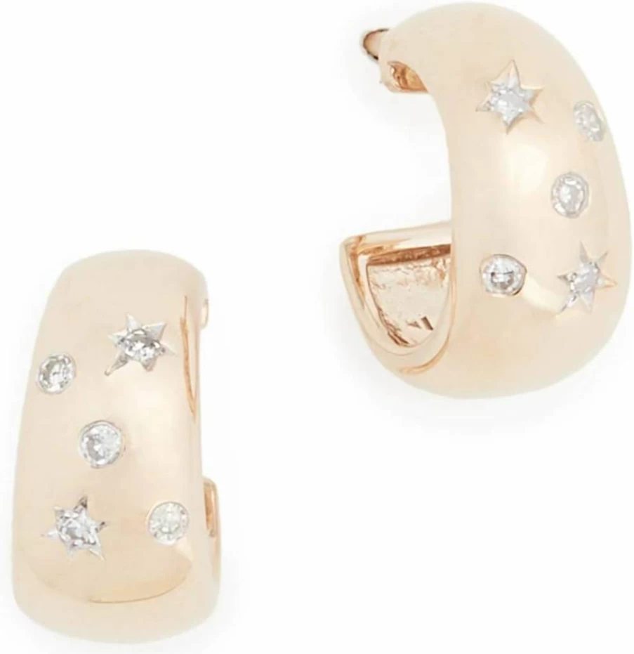 Adina Reyter 14K Gold Celestial Diamond Huggie Hoop Earrings for Women