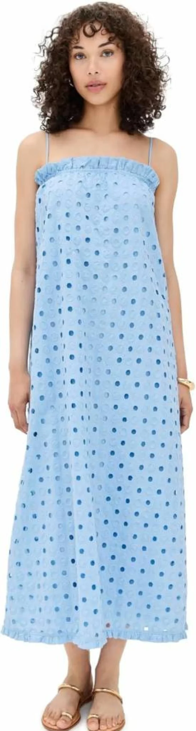 Dress To Women's Floral Eyelet Maxi Dress - Summer Boho Long Dress with Lace Trim