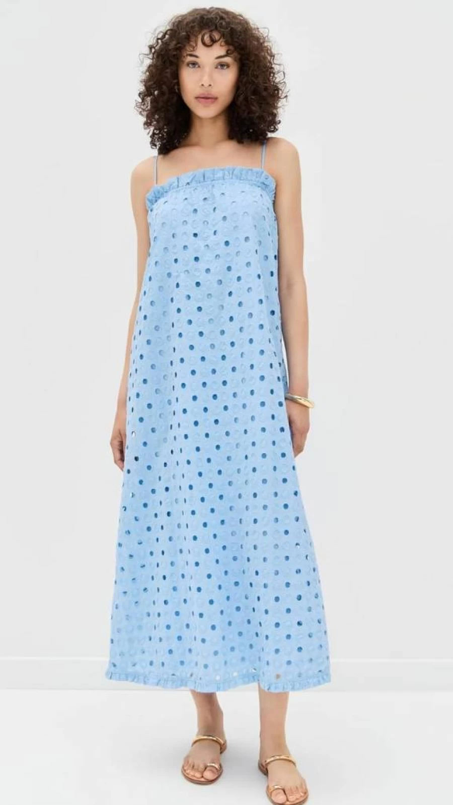 Dress To Women's Floral Eyelet Maxi Dress - Summer Boho Long Dress with Lace Trim