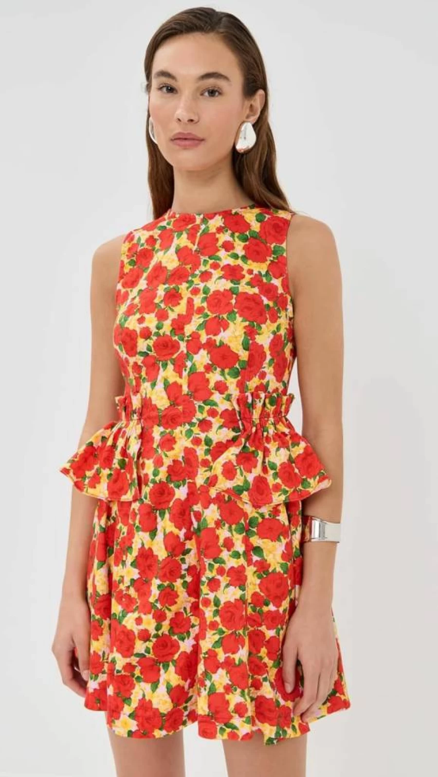 Kika Vargas Women's Gabriela Cotton Dress in Red Rose - Floral Printed Summer Dress