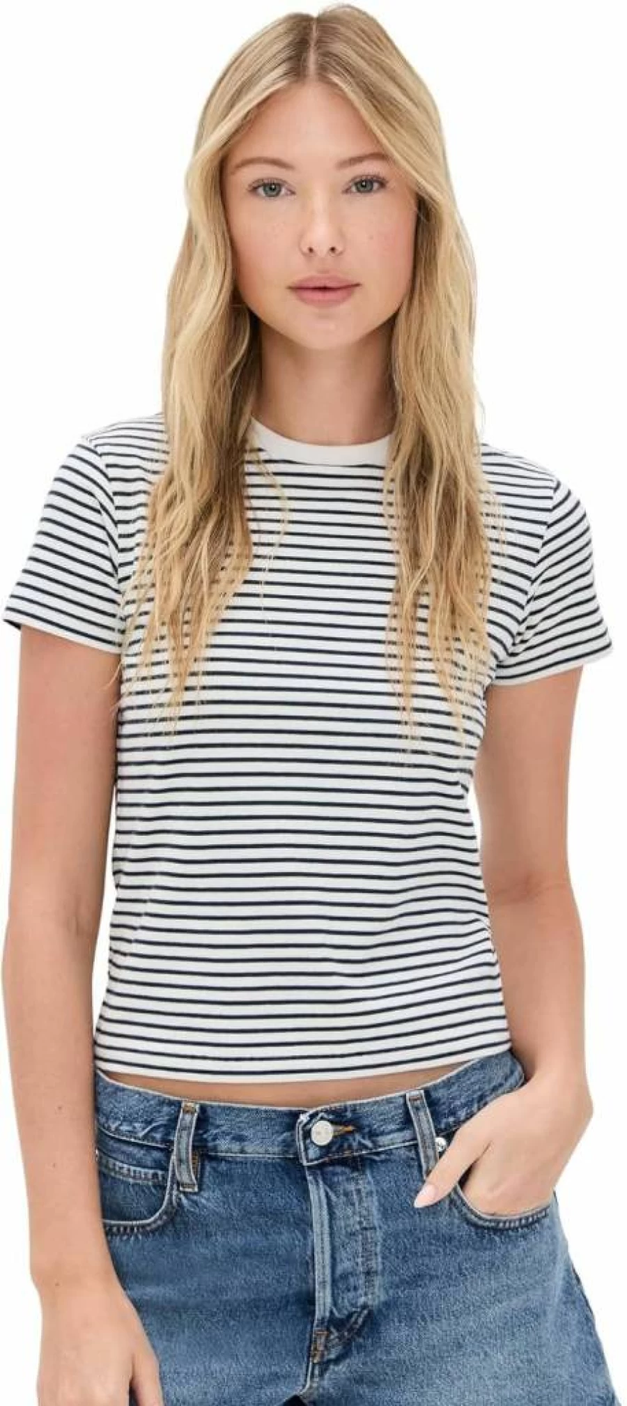 FRAME Women's The Baby Tee - Classic Fit Short Sleeve T-Shirt