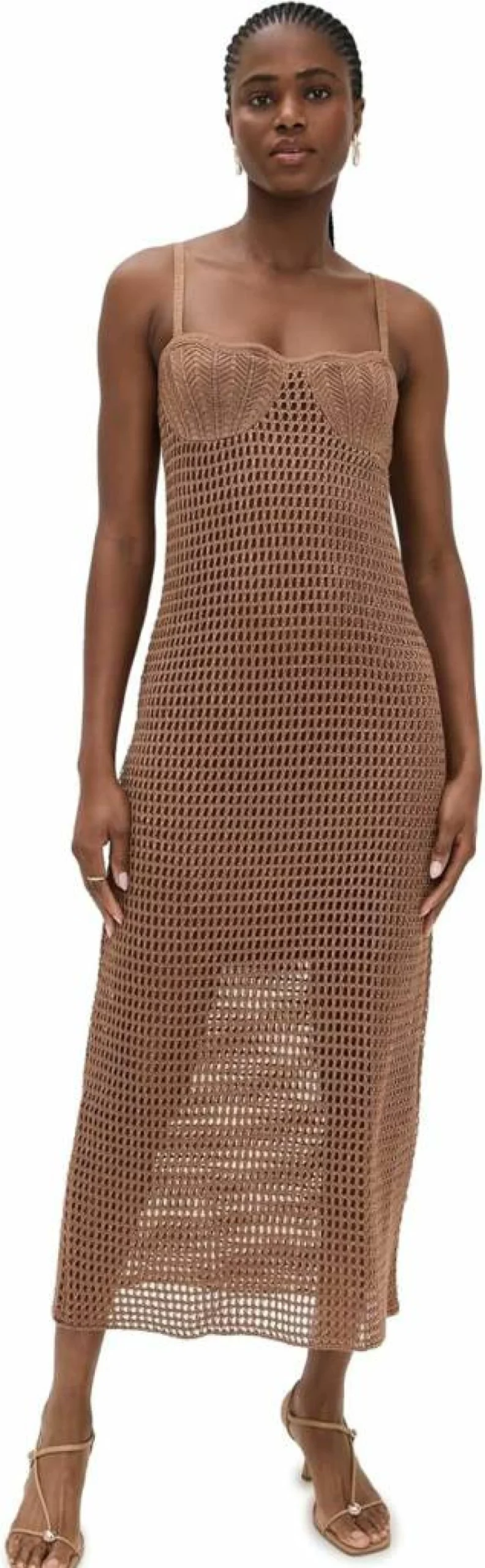 Dress To Women's Crochet Shell Midi Dress - Elegant Boho Beach Summer Dress