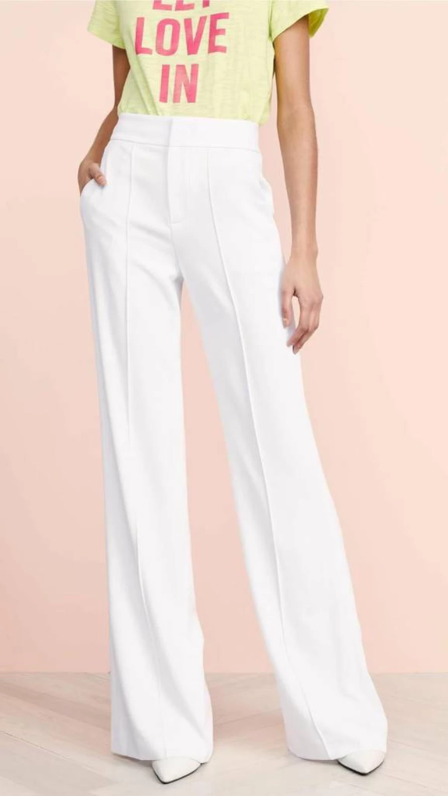 alice + olivia Women's Dylan High Waisted Wide Leg Pants - Classic Black Trousers for Women