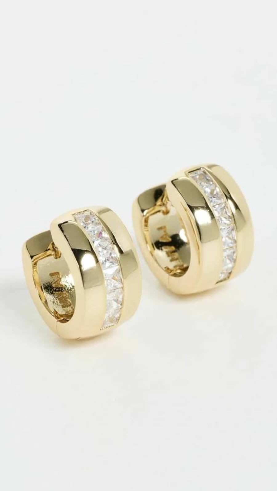 LUV AJ Women's Pave Stripe Monaco Huggie Hoop Earrings