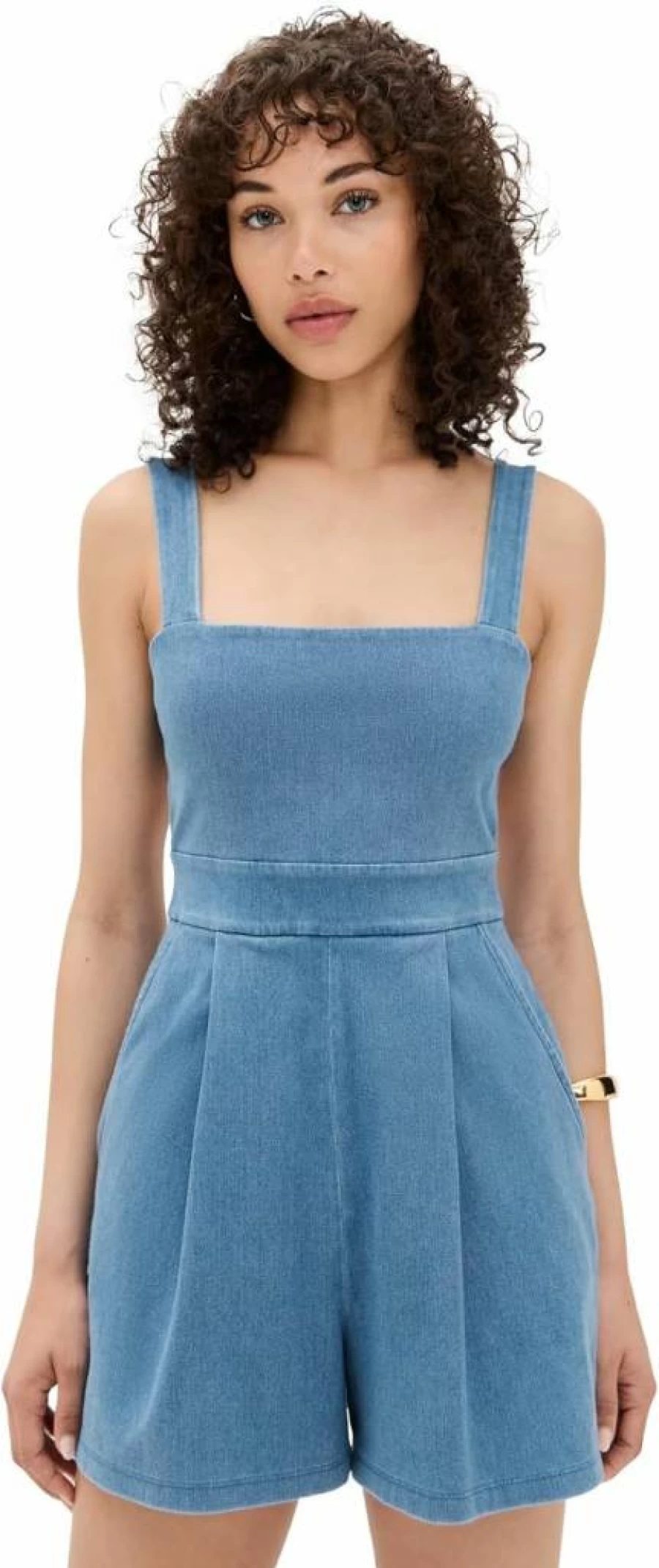 Susana Monaco Women's Stretch Denim Apron Romper Jumpsuit - Comfortable & Stylish Casual Outfit