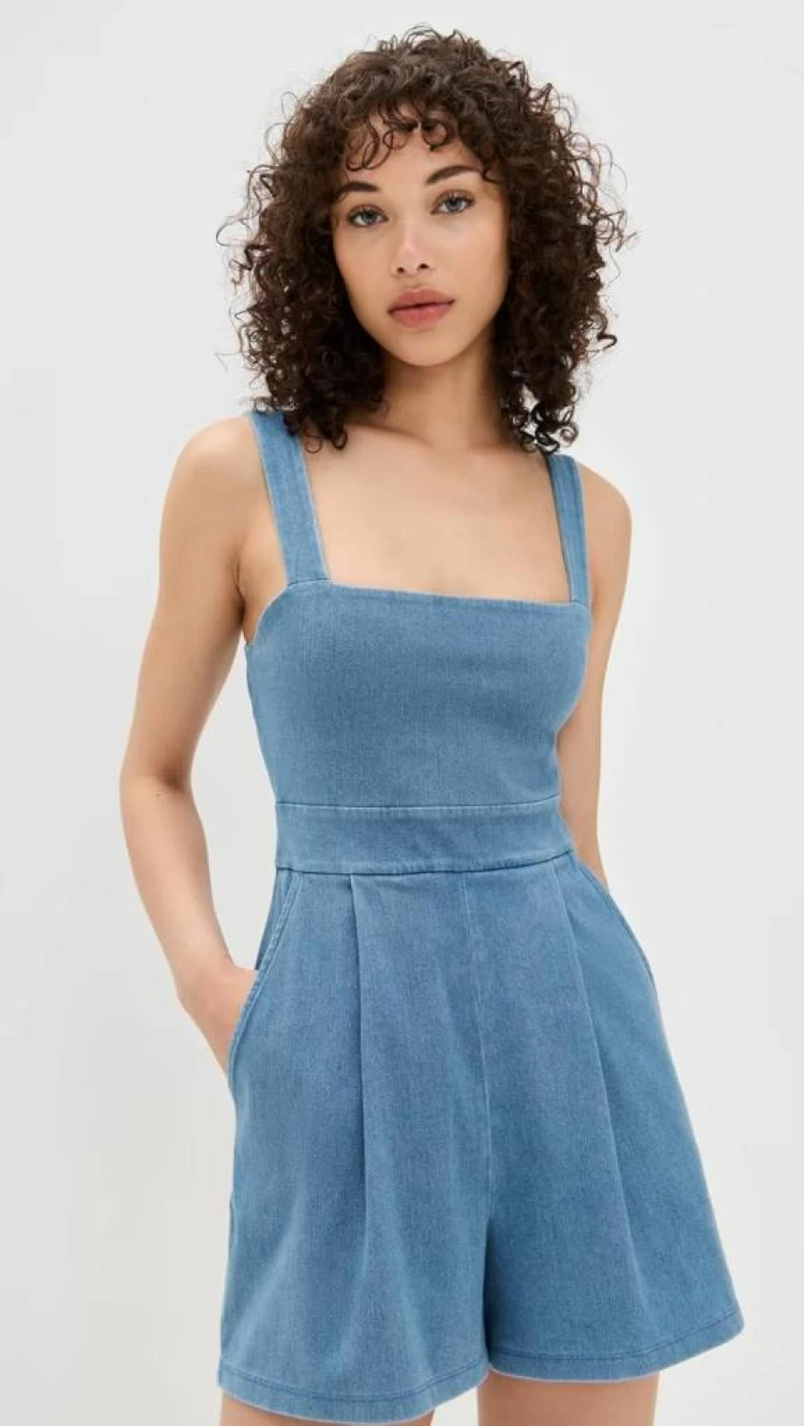 Susana Monaco Women's Stretch Denim Apron Romper Jumpsuit - Comfortable & Stylish Casual Outfit