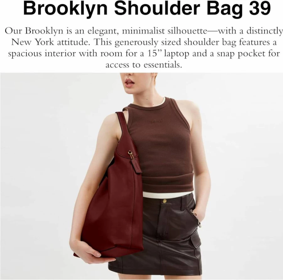 Amazon Brooklyn Shoulder Bag for Women - Stylish Crossbody Purse with Adjustable Strap, Spacious 39cm Designer Handbag