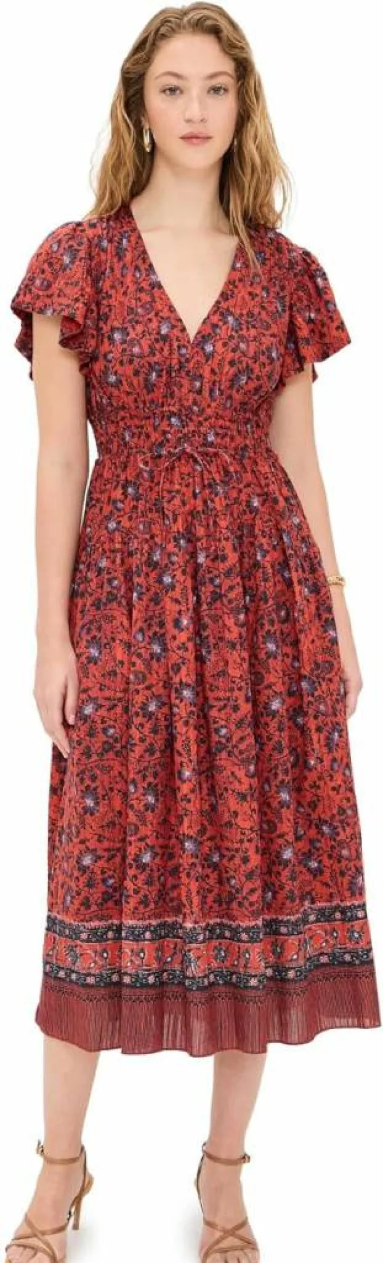 Ulla Johnson Women's Lyria Dress - Floral Printed Bohemian Maxi Dress with Long Sleeves
