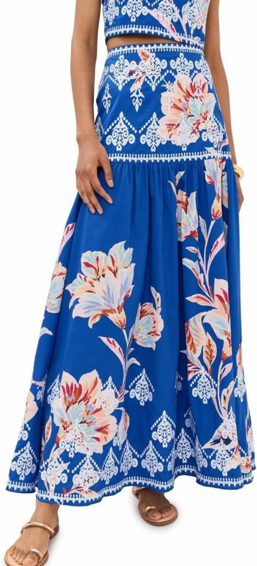 Figue Women's Myra Skirt - Elegant Boho Printed Midi Skirt with Side Slit