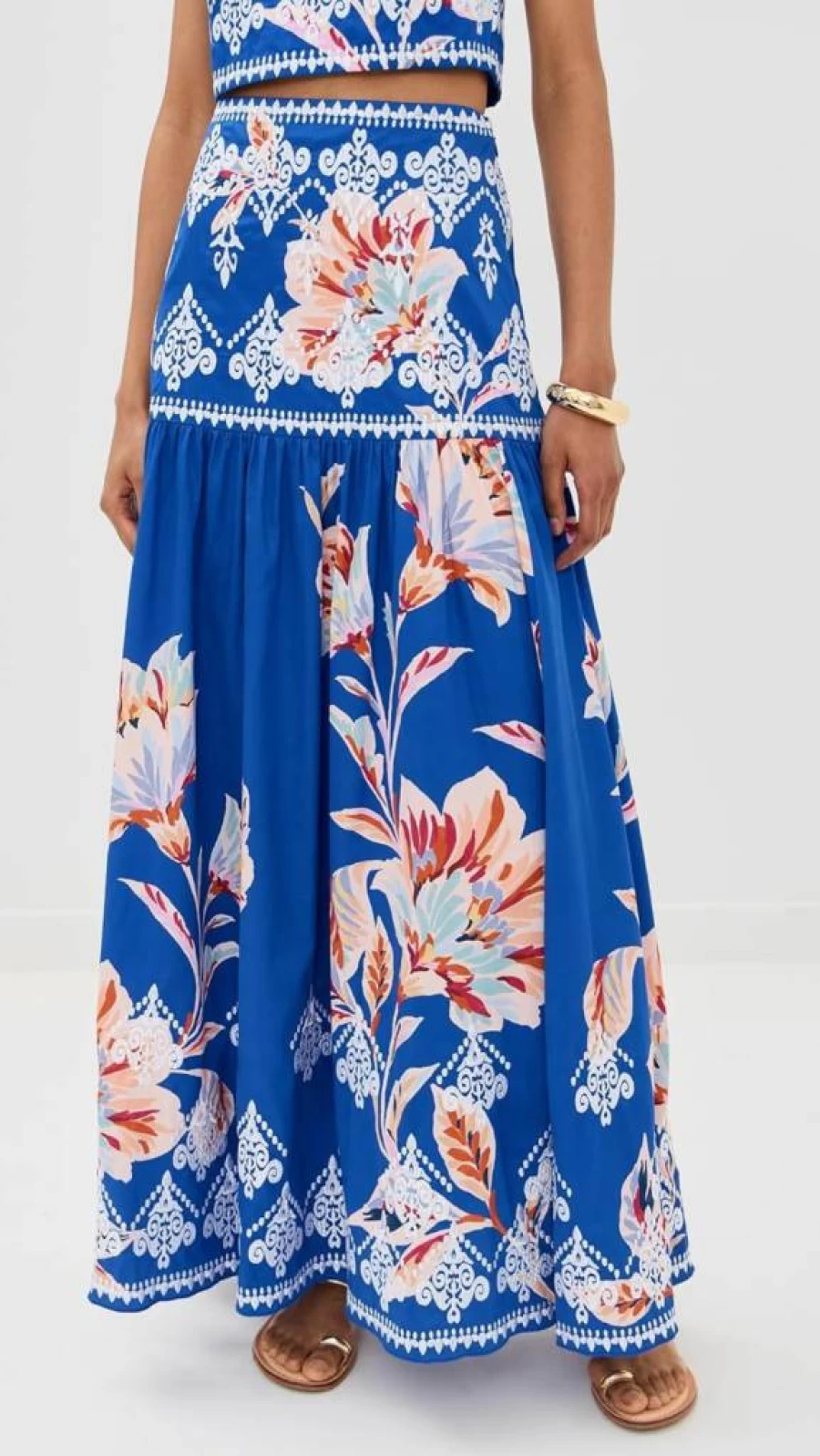 Figue Women's Myra Skirt - Elegant Boho Printed Midi Skirt with Side Slit