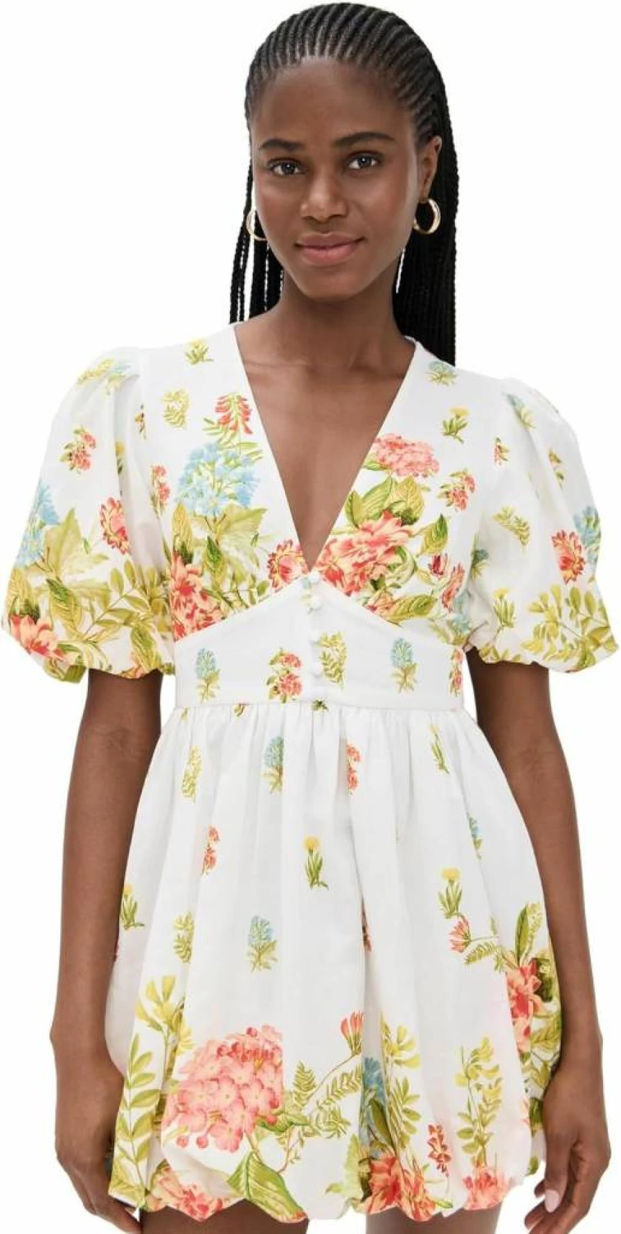 Hemant and Nandita Women's Flowy Balloon Hem Mini Dress - Trendy Casual Summer Outfit