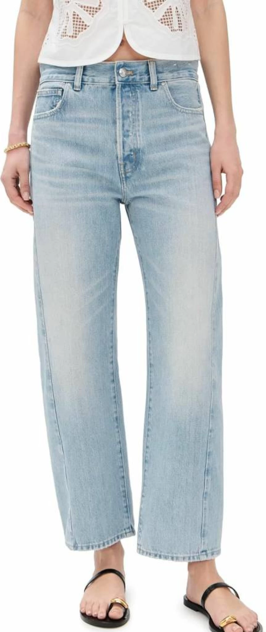 Madewell Women's Redlands Wash Barrel-Leg Pieced Jeans - High-Quality Denim Pants