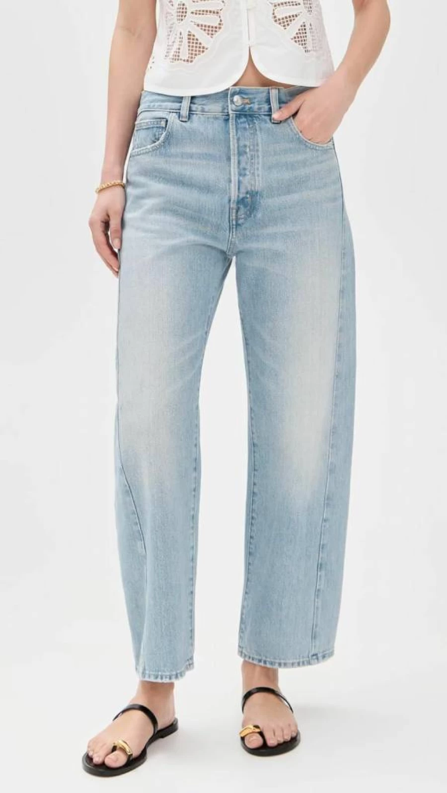 Madewell Women's Redlands Wash Barrel-Leg Pieced Jeans - High-Quality Denim Pants