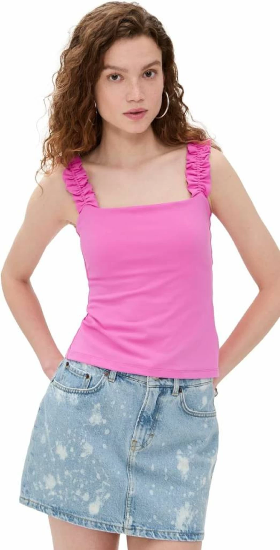 Susana Monaco Women's Ruffled Strap Blouse - Elegant Feminine Top for Casual Wear