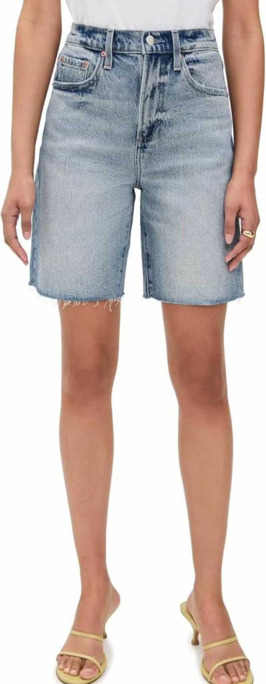 Pistola Denim Women's Kaylee High-Waisted Denim Shorts - Classic Blue Distressed Vintage Style