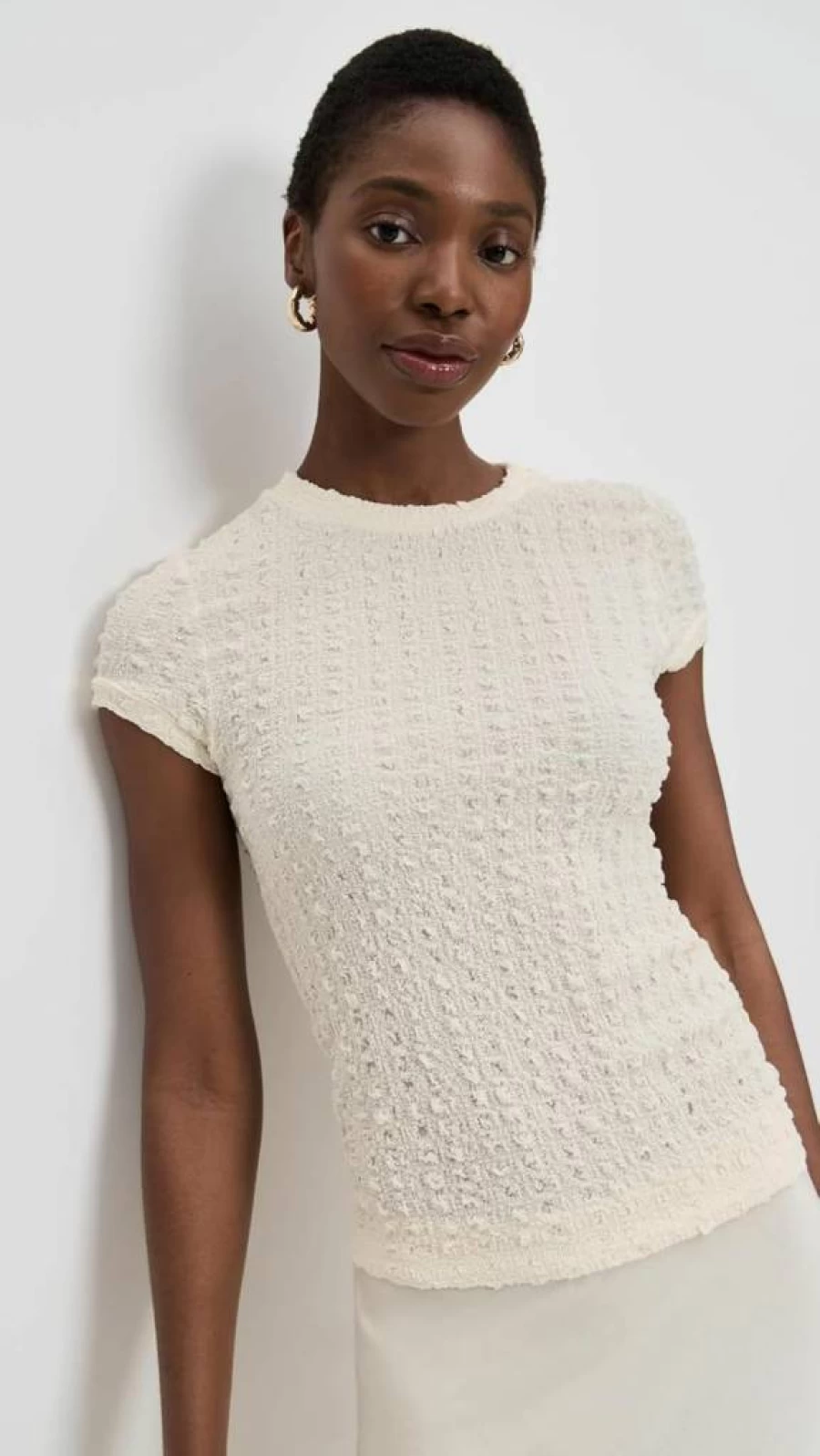 Enza Costa Women's Stylish Puckered Detail Cap Sleeve Top