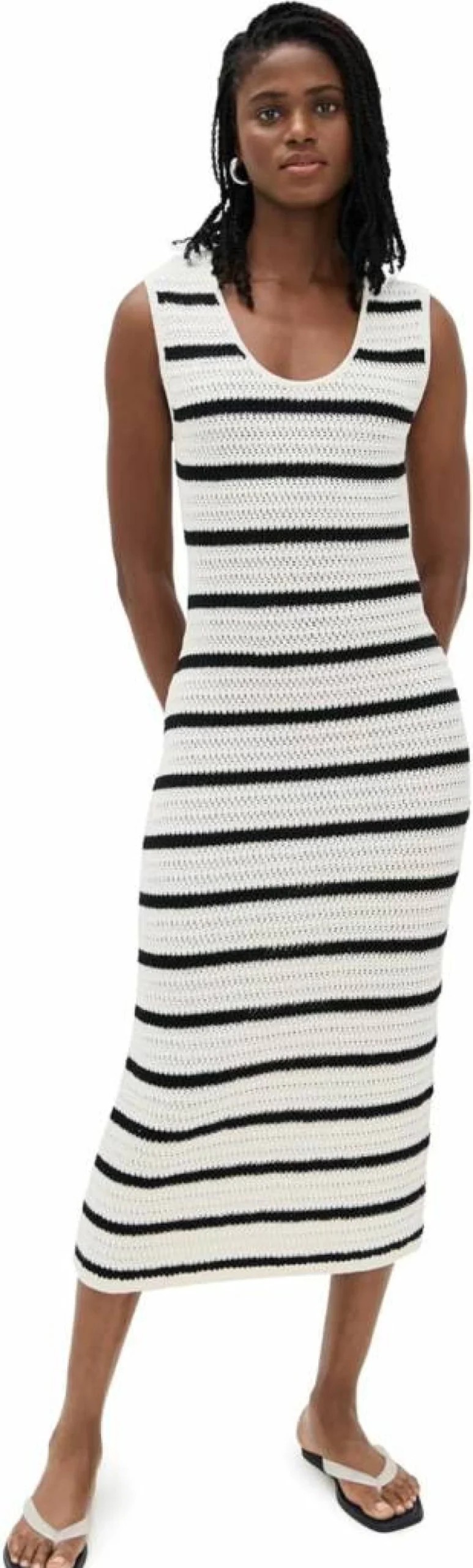 LE JEAN Women's Summer Linen Crochet Dress - Boho Chic Handmade Maxi Dress for Beach Vacation