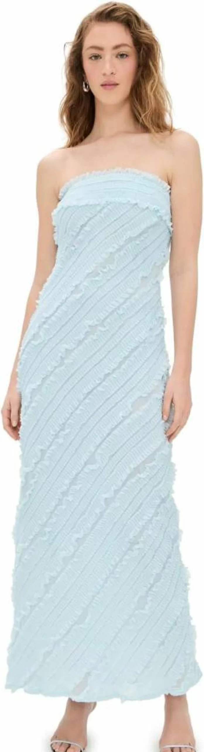 Endless Rose Women's Strapless Ruffled Maxi Dress - Floral Summer Beach Wedding Guest Gown