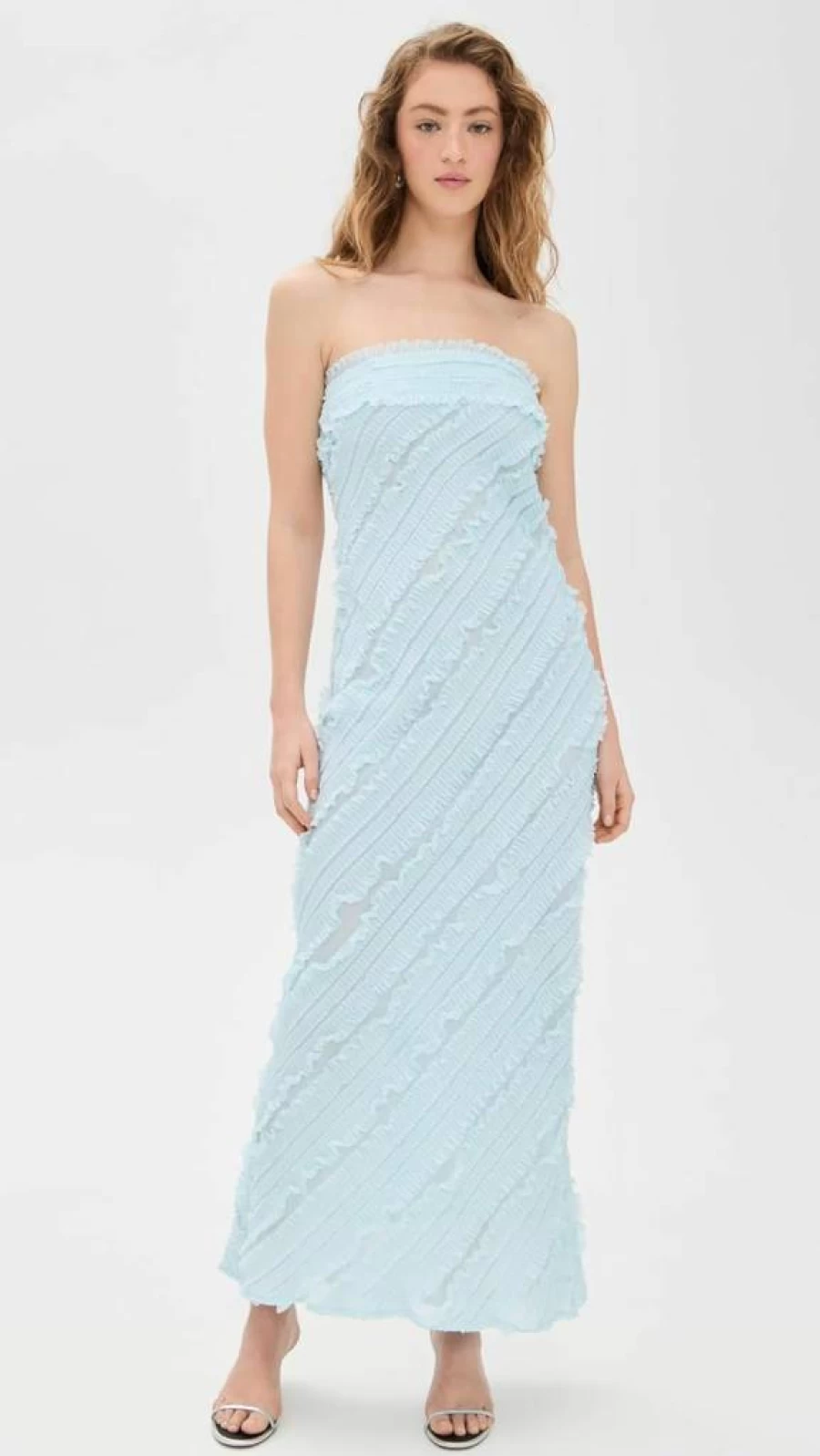 Endless Rose Women's Strapless Ruffled Maxi Dress - Floral Summer Beach Wedding Guest Gown