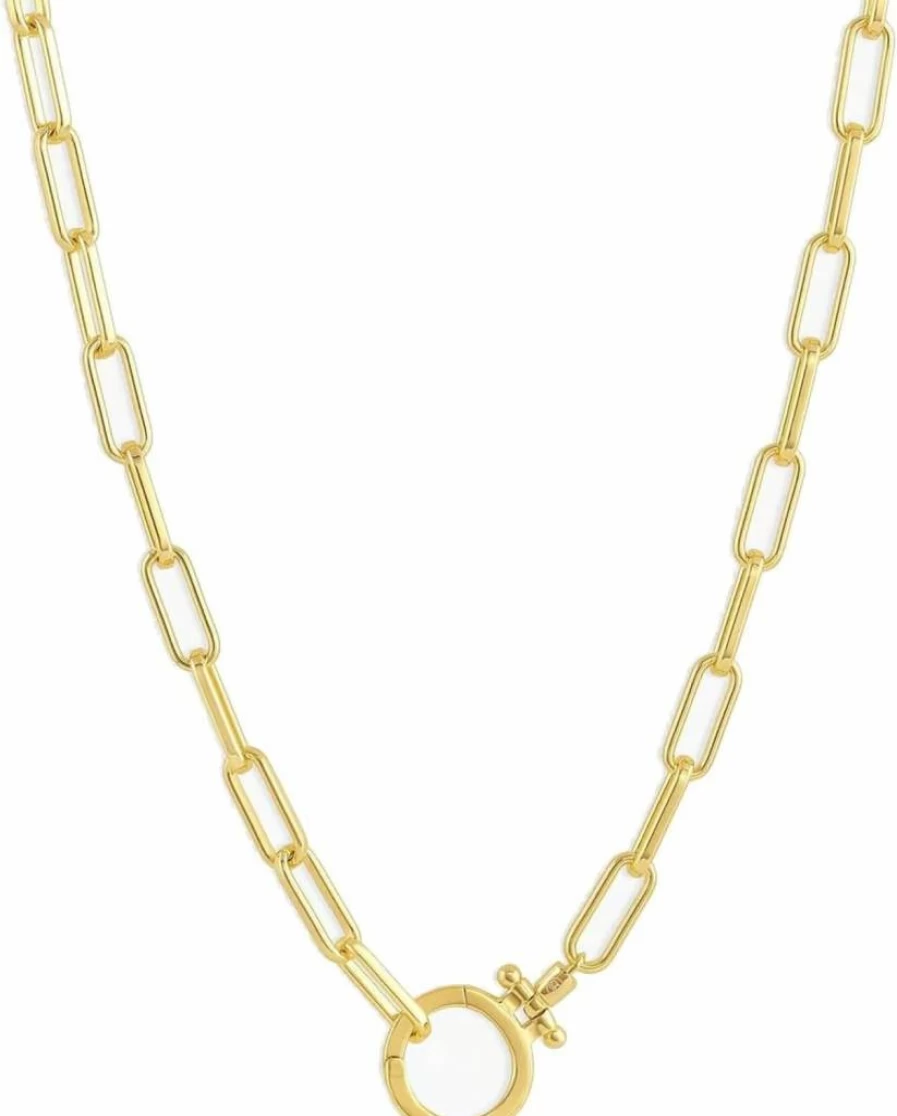 Gorjana Parker 18K Gold Plated Paperclip Link Chain Necklace 18" Adjustable with Chunky Clasp Gift Ready Packaging
