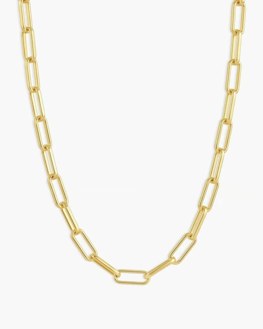 Gorjana Parker 18K Gold Plated Paperclip Link Chain Necklace 18" Adjustable with Chunky Clasp Gift Ready Packaging