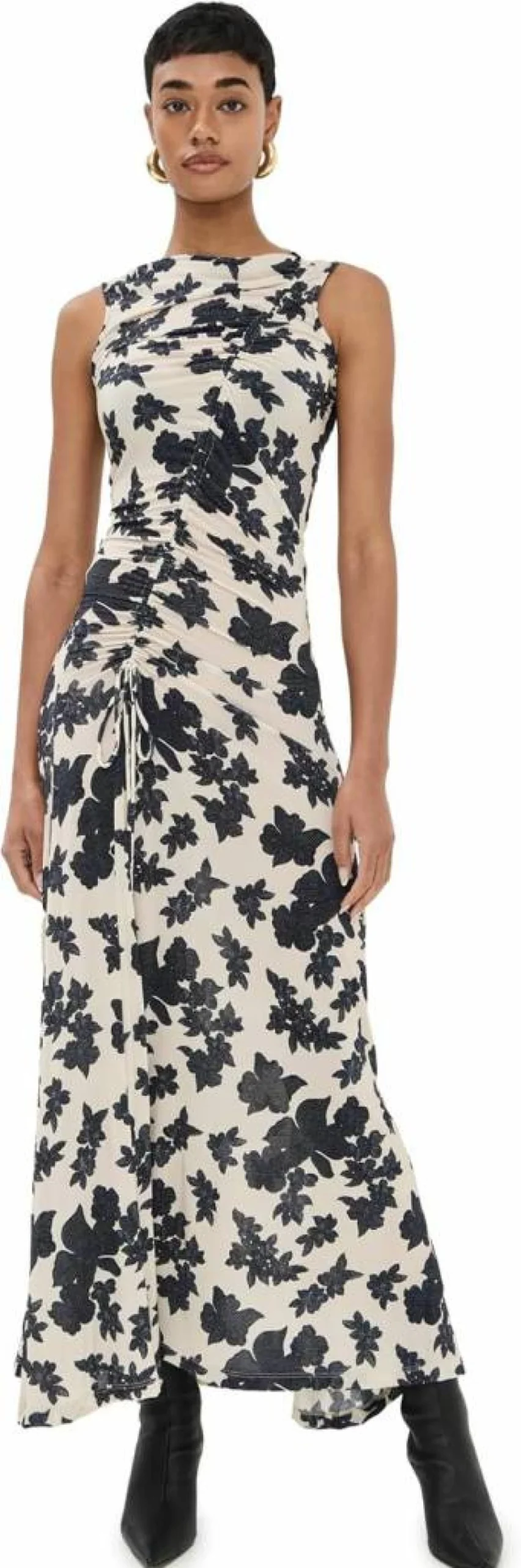 Ulla Johnson Women's Natalia Dress - Floral Printed Bohemian Maxi Dress with V-Neck and Long Sleeves