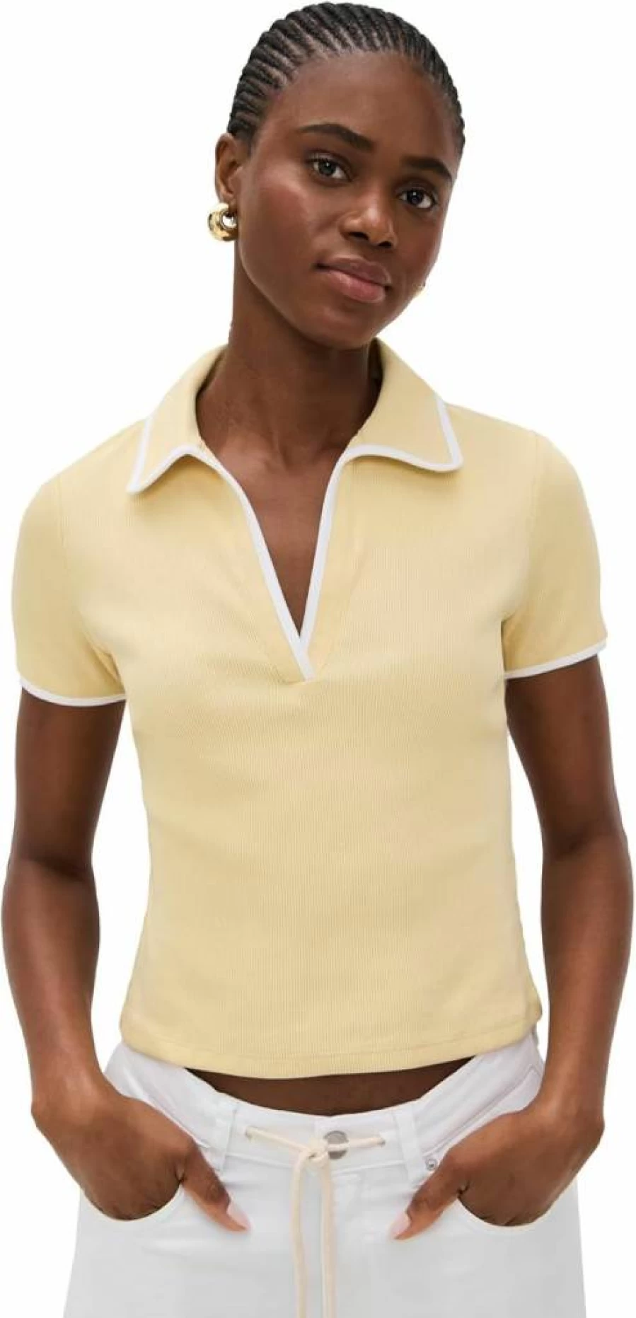 Veronica Beard Kearney Tee for Women with Contrast Piping - Stylish Jean Top