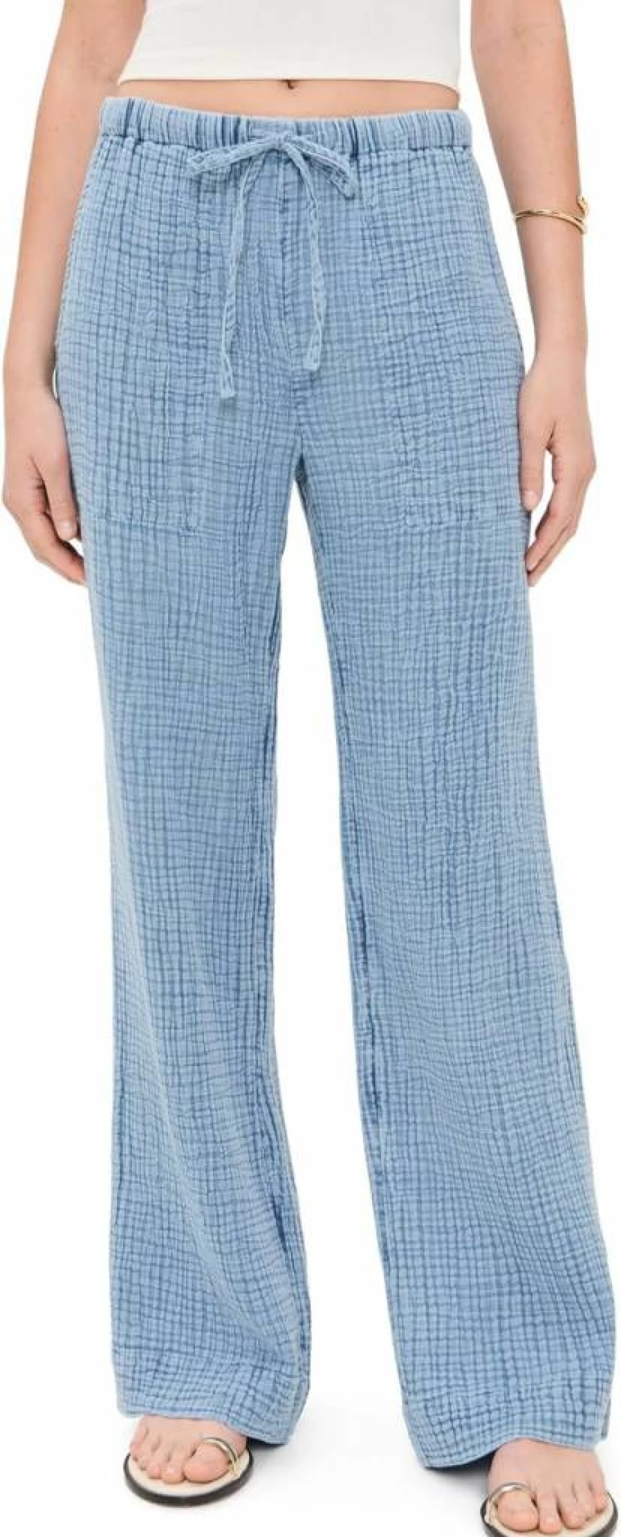 Faherty Women's Dune Cotton Gauze Relaxed Fit Drawstring Pants | Lightweight Summer Casual Beach Trousers