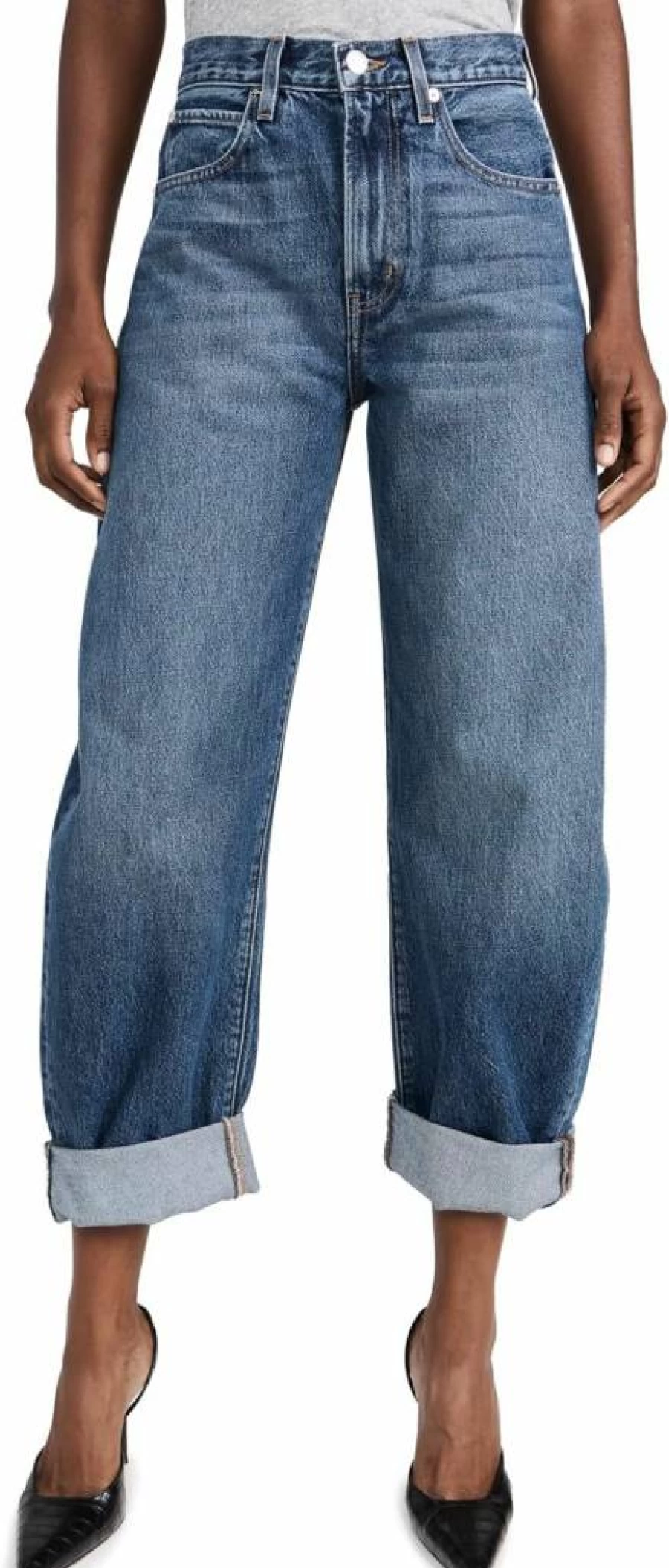 FRAME Women's The Bubble High-Waisted Distressed Denim Jeans