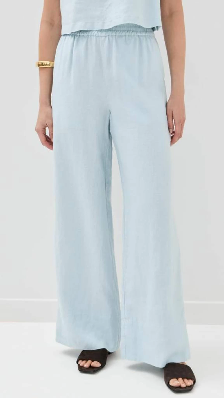 LE BOP Women's Margot High-Waisted Wide-Leg Pants - Comfortable Stretch Fabric Casual Trousers for Women