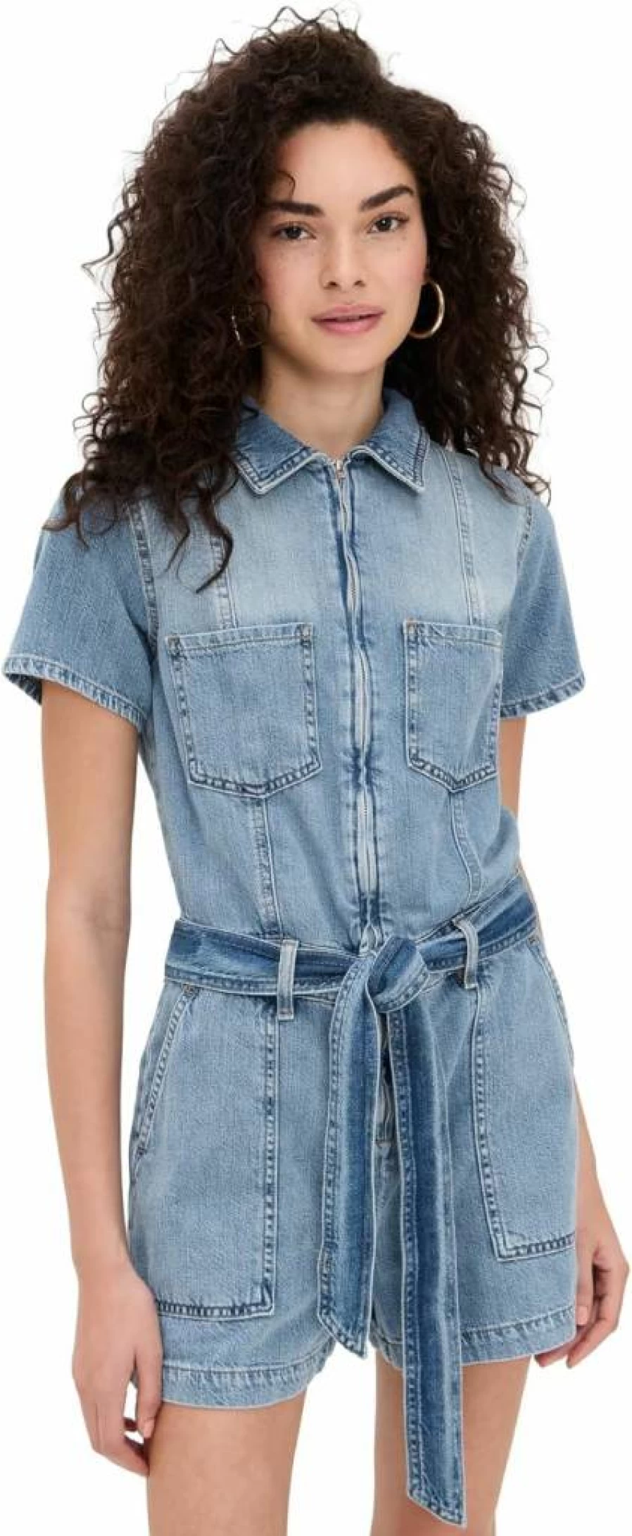 Good American Women's Fit For Success Linen Jumpsuit - Lightweight Shorts Romper for Summer