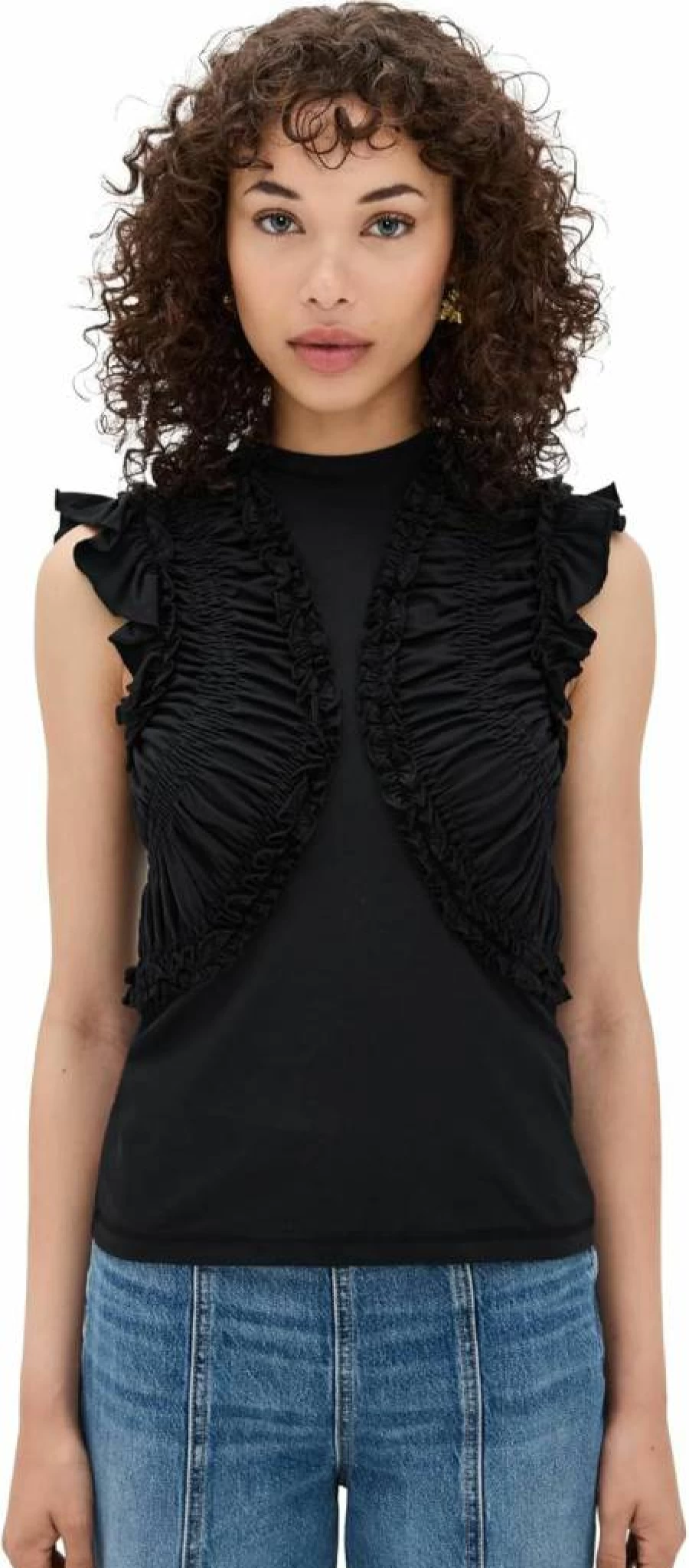 Ulla Johnson Women's Val Ruffled Sleeveless Blouse - Floral Boho Chic Summer Top