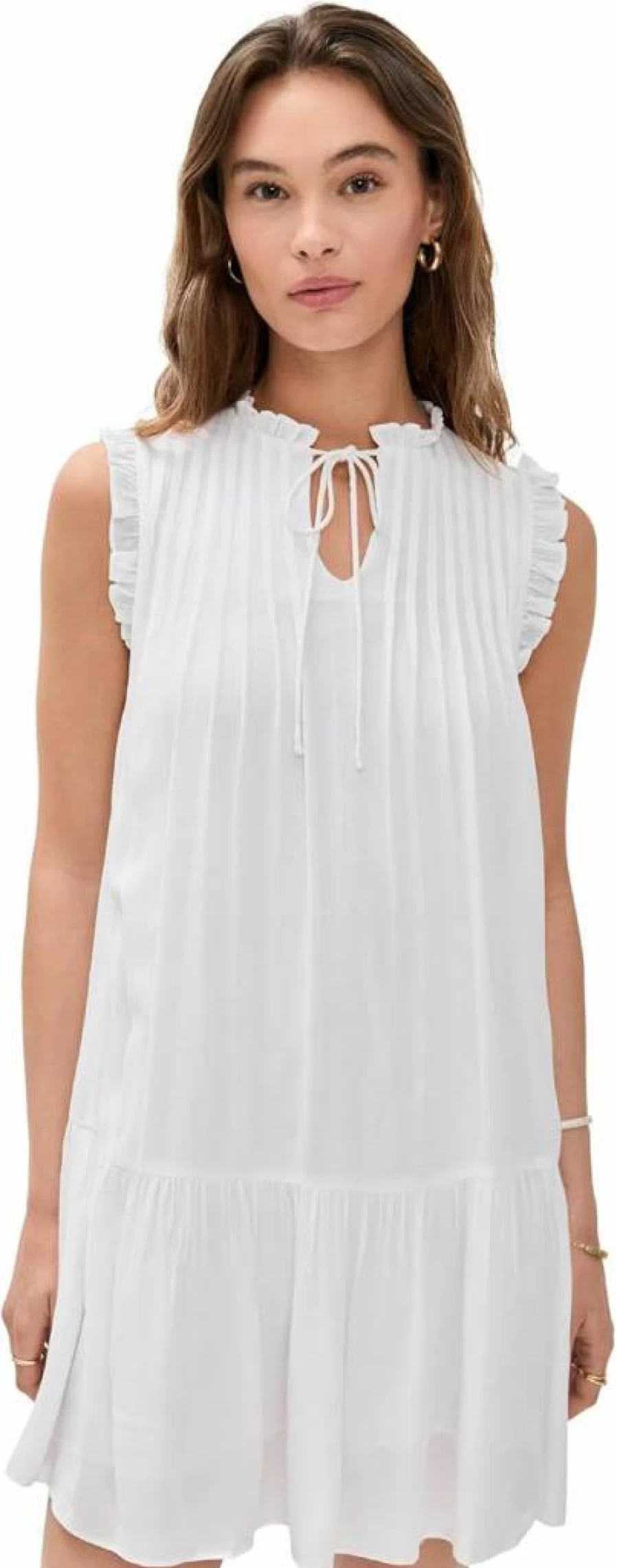 Playa Lucila Women's Elegant Tie Neck Dress - Stylish Summer Flowy Casual Chic Midi Dress