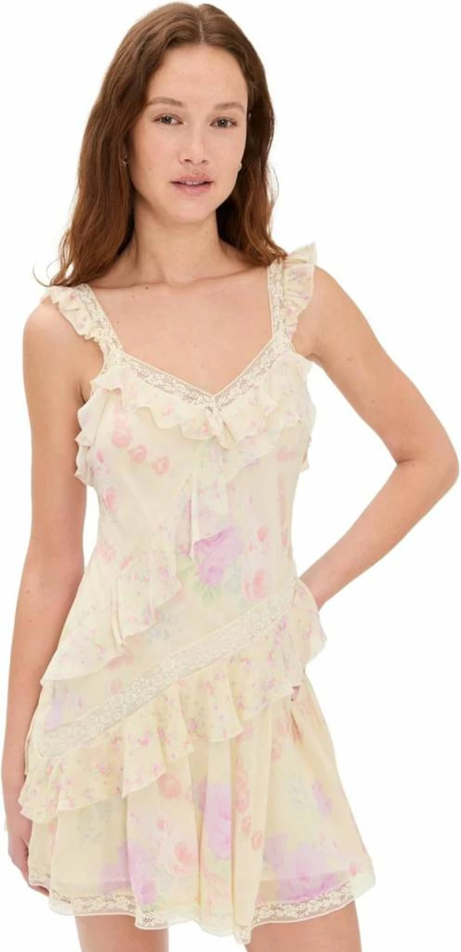 LOVESHACKFANCY Women's Serima Floral Dress - Boho Chic Mini Dress for Women