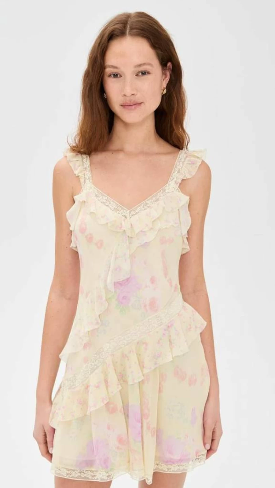 LOVESHACKFANCY Women's Serima Floral Dress - Boho Chic Mini Dress for Women