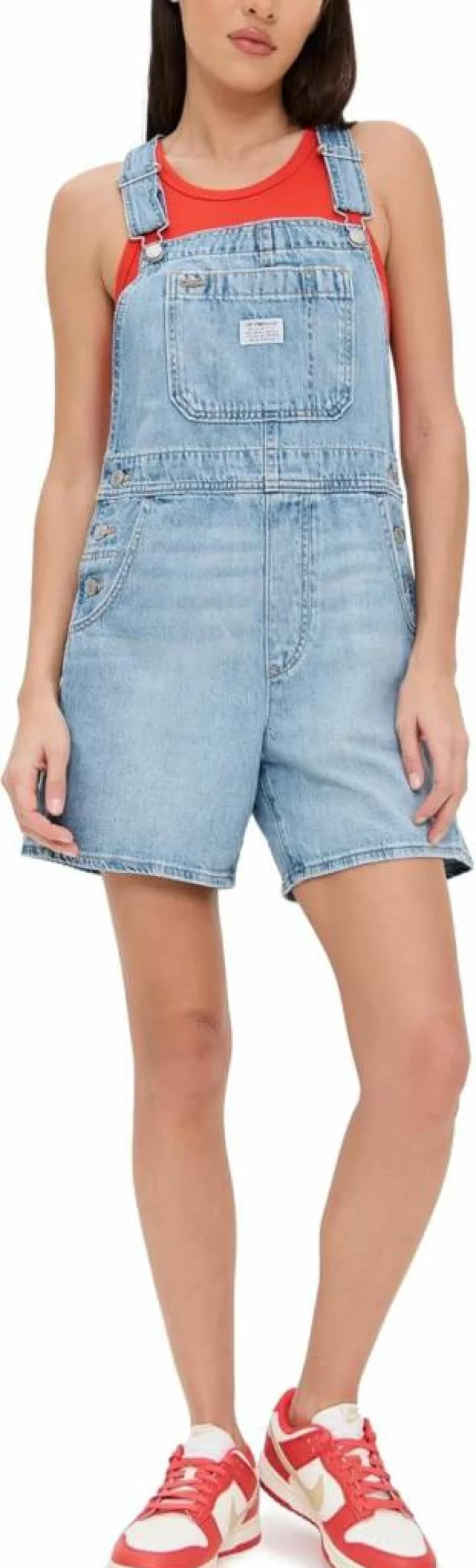Levi's Women's Utility Shortalls - Denim Overalls with Adjustable Straps for Comfort and Style