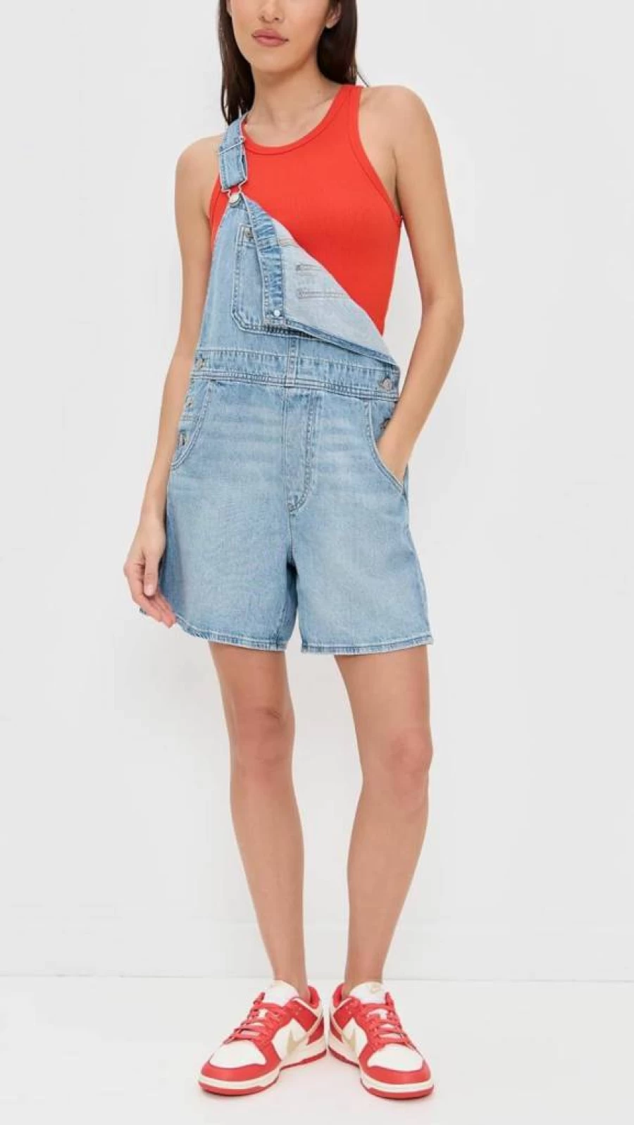 Levi's Women's Utility Shortalls - Denim Overalls with Adjustable Straps for Comfort and Style