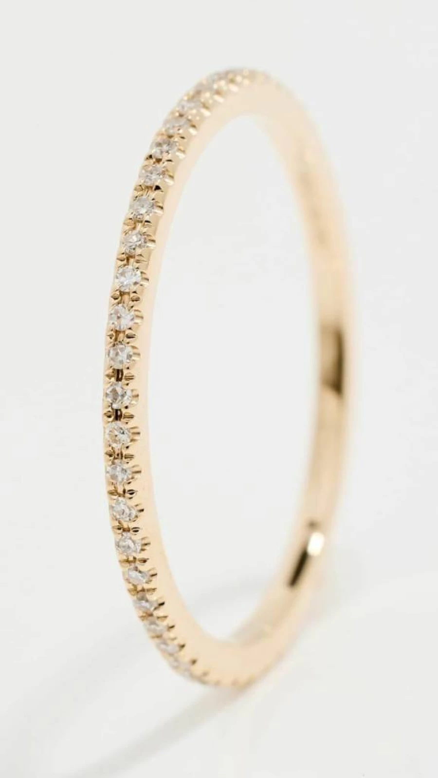 EF Collection 14K Yellow Gold Diamond Eternity Stackable Ring for Women, Size 6, Clear Round Cut Stones