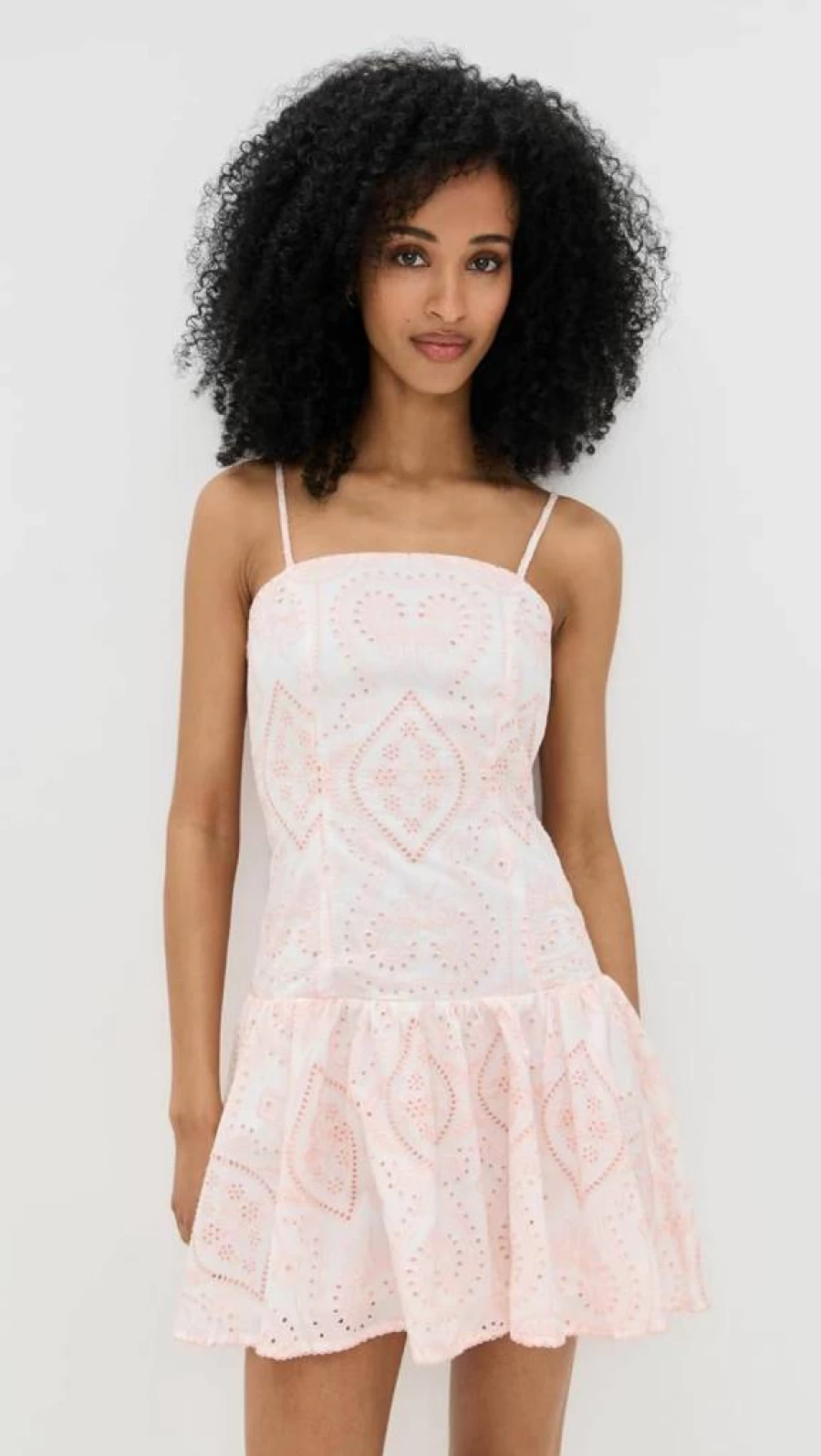 Endless Rose Women's Floral Eyelet Drop Waist Summer Mini Dress
