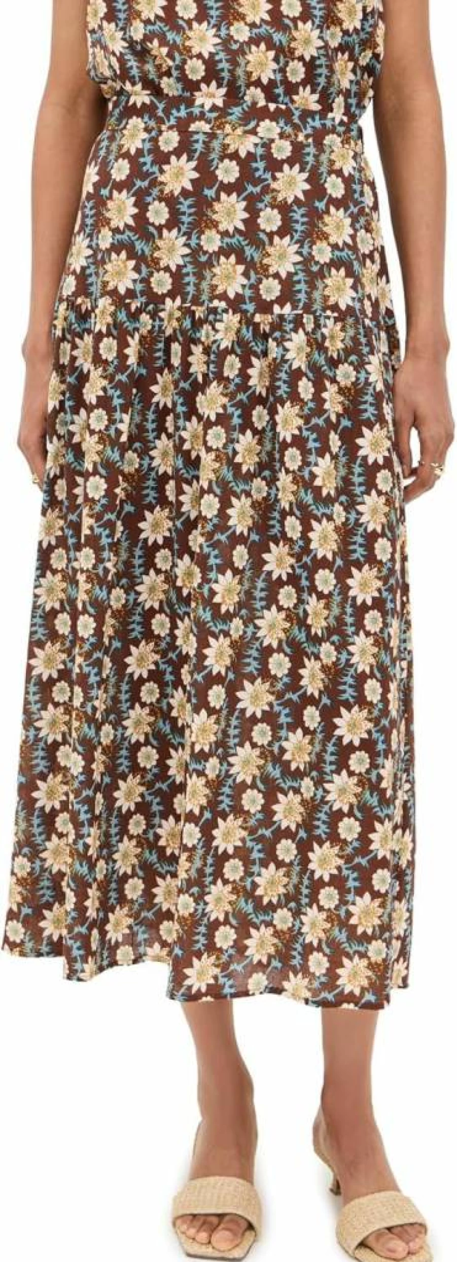 XIRENA Women's Viola Skirt - Stylish Floral Print A-Line Midi Skirt for Women