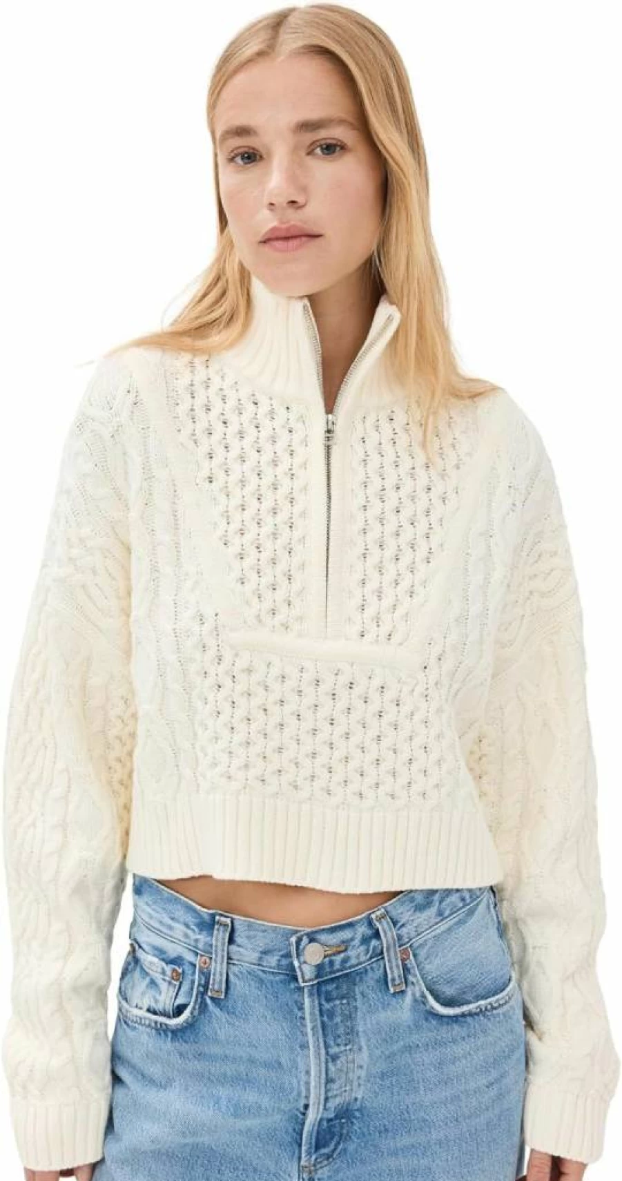 STAUD Cropped Hampton Sweater for Women - Stylish Knit Top