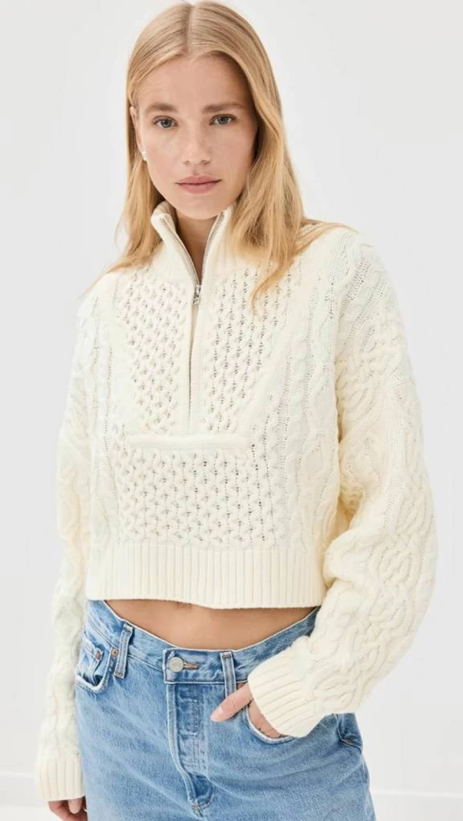 STAUD Cropped Hampton Sweater for Women - Stylish Knit Top
