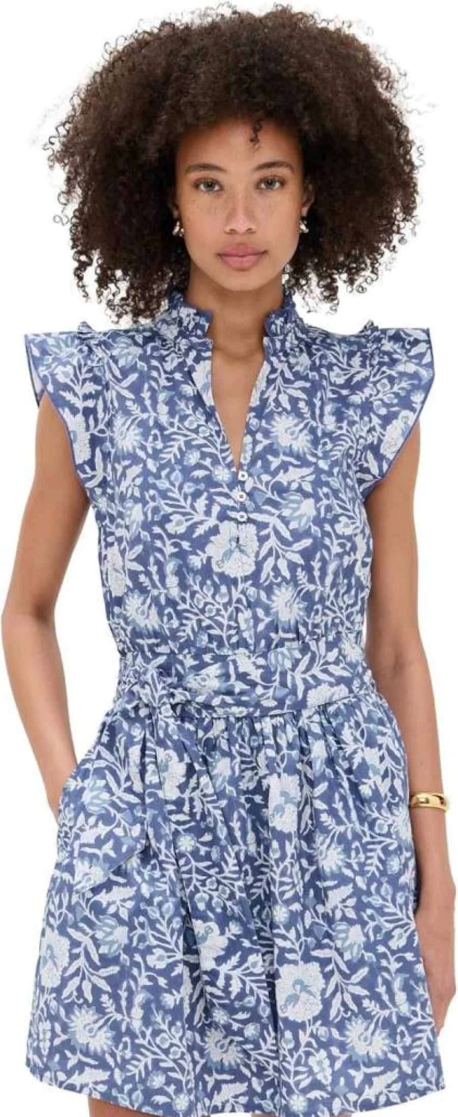 Marea Women's Liz Floral Summer Dress - Elegant Casual A-Line Midi Dress with Short Sleeves
