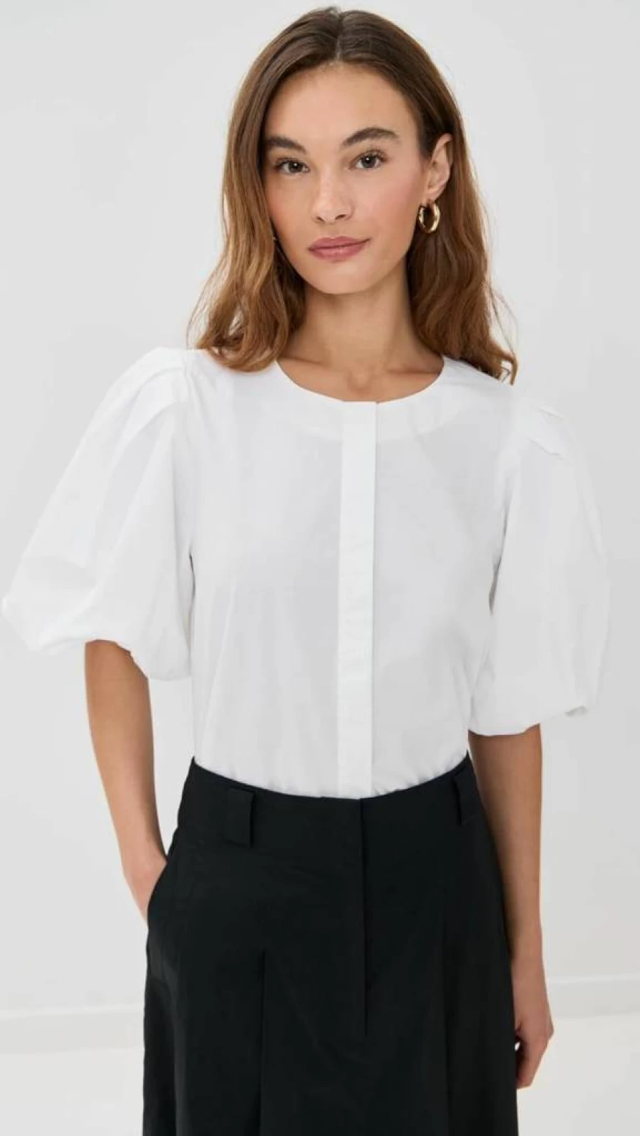 LE BOP Women's Liza Puff Sleeve Blouse - Elegant Feminine Tops for Casual & Office Wear