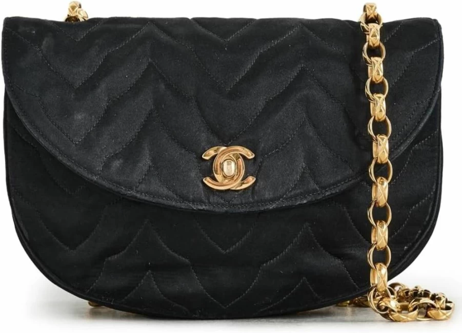 Chanel Vintage Satin Chain Shoulder Bag for Women - Pre-Owned Luxury Handbag