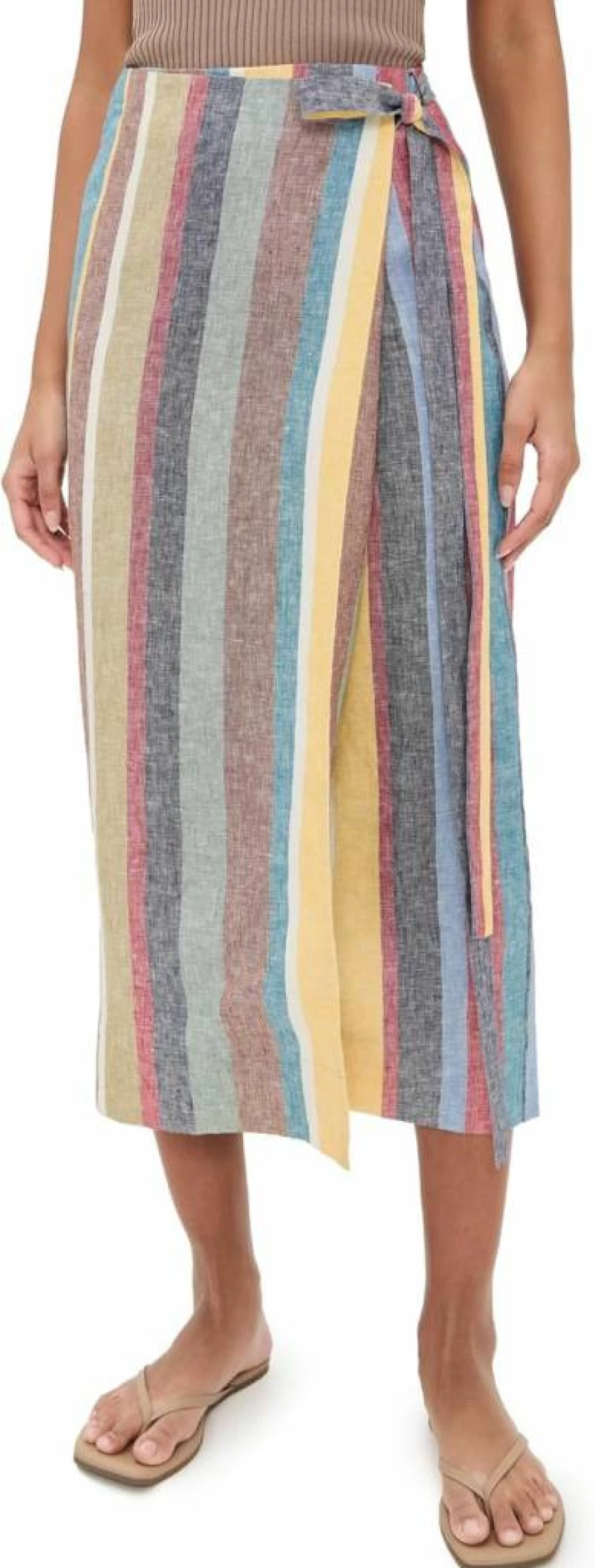 STAUD Kaitlin Linen Skirt for Women - Lightweight Summer Midi Skirt