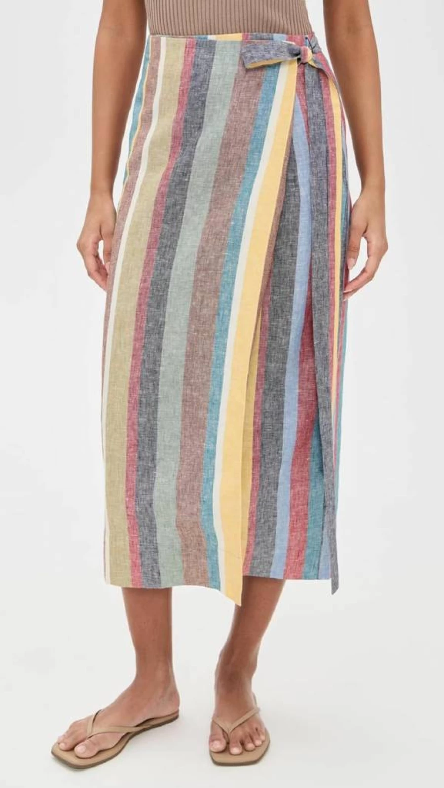 STAUD Kaitlin Linen Skirt for Women - Lightweight Summer Midi Skirt