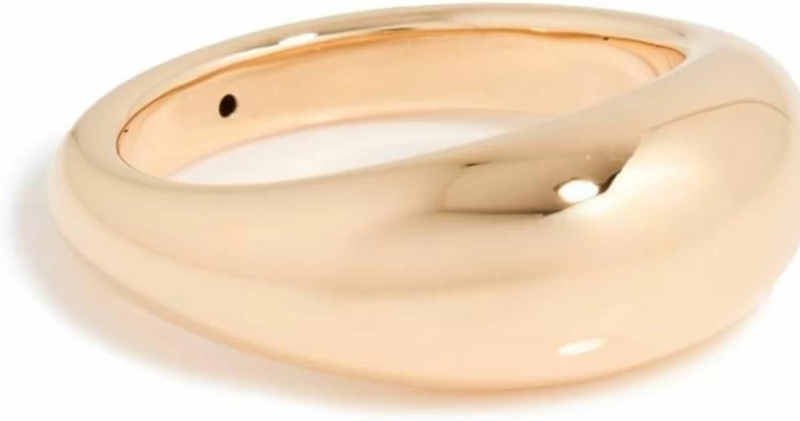 EF Collection 14K Gold Women's Dome Ring - Elegant Jumbo Hoop Ring in Solid Gold